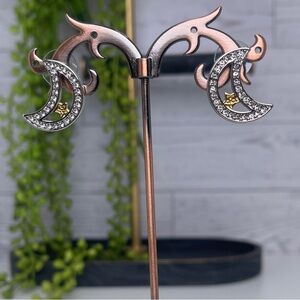 Elegant Gold and Silver Crescent Earrings 18K waterproof